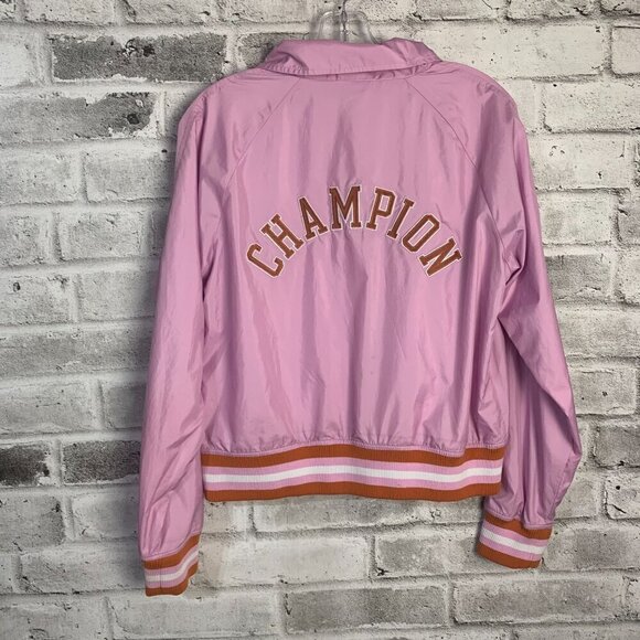Champion Coach Jacket Embroidered Snap Front Windbreaker Bomber - Picture 5 of 11